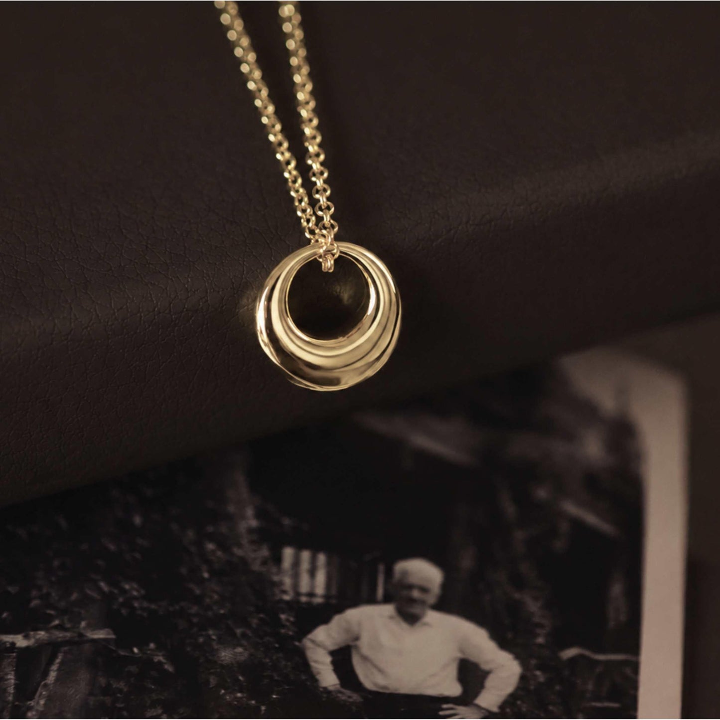 Gold Ashes Urn Circle Necklace