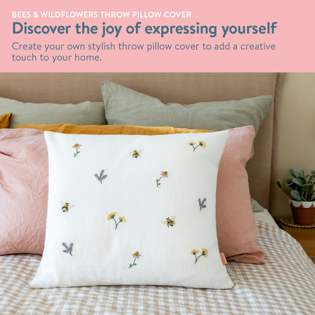 Bees and Wildflowers Throw Pillow Cover Kit