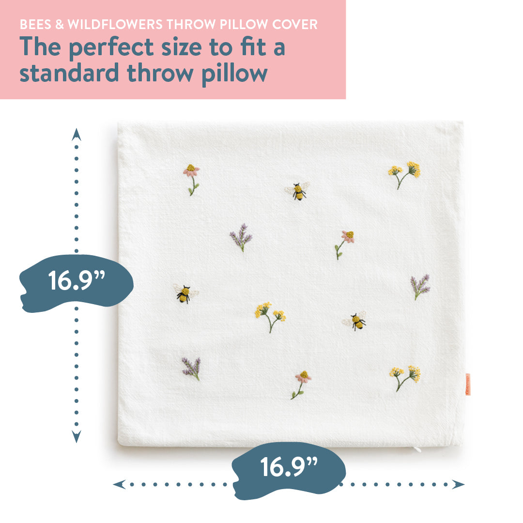 Bees and Wildflowers Throw Pillow Cover Kit