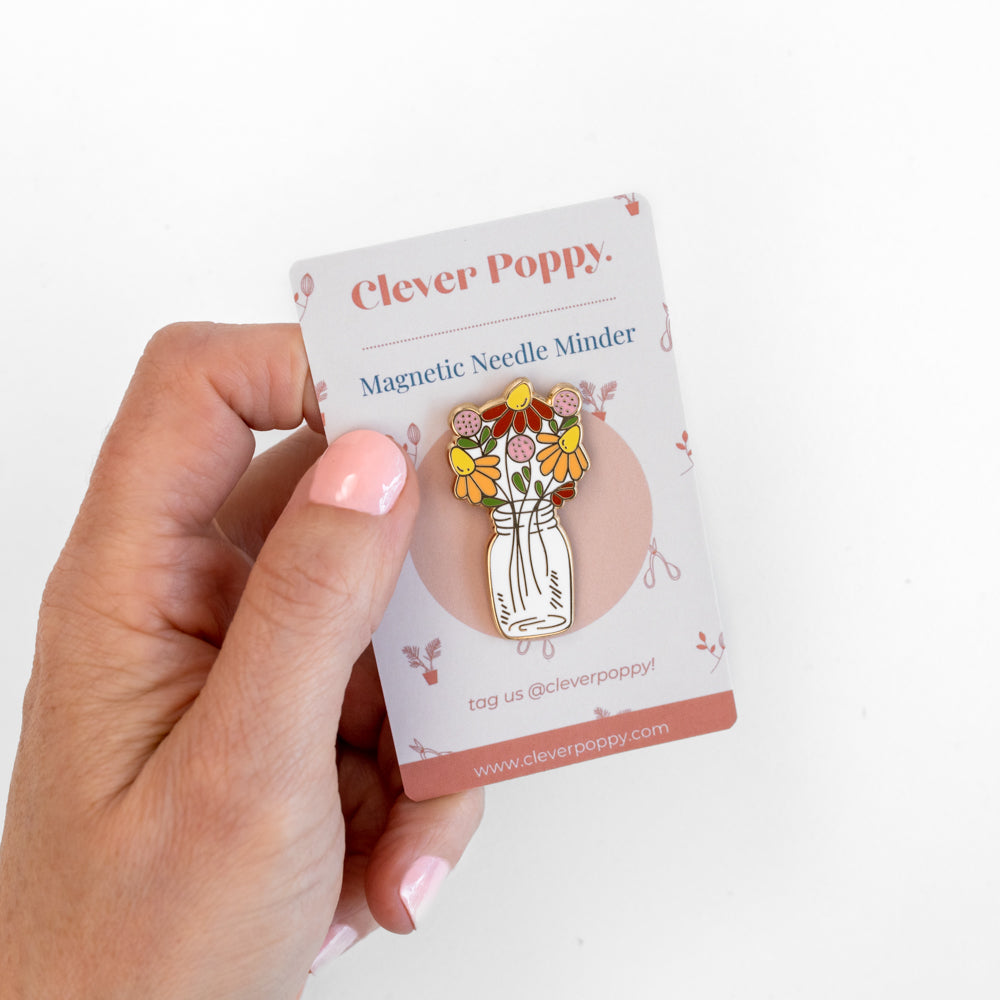 Floral Jar Magnetic Needle Minder
