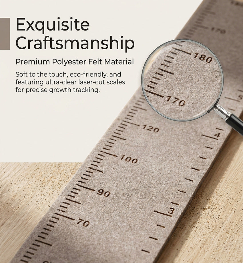 Premium Felt Kids Growth Chart | Accurate Wall-Mounted Height Ruler for Nursery & Bedroom