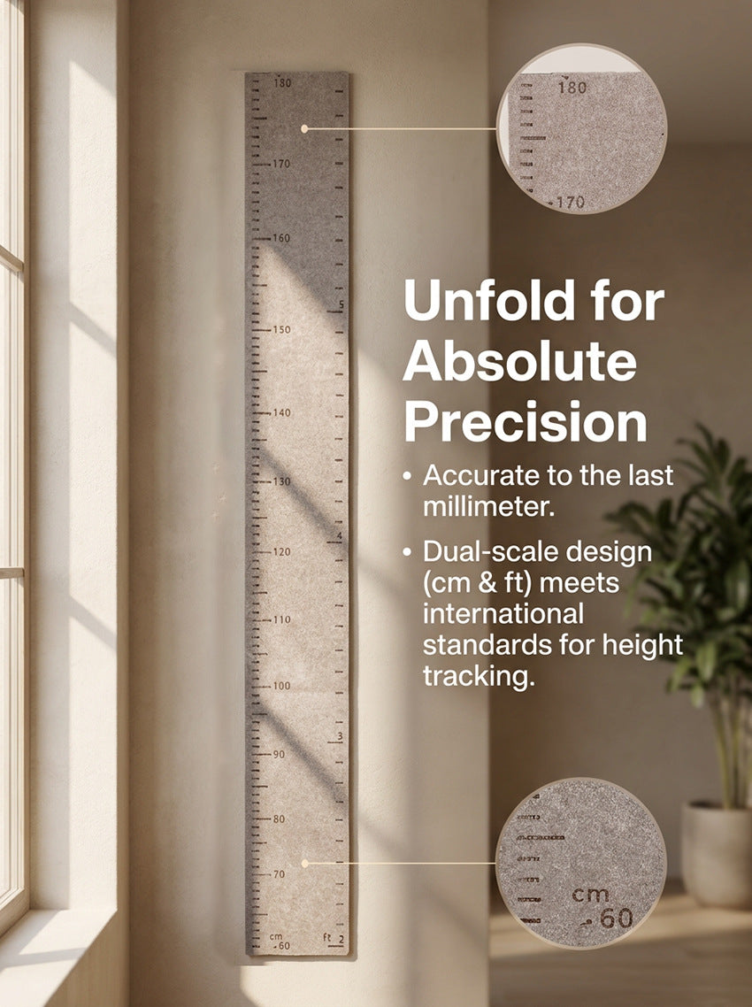 Premium Felt Kids Growth Chart | Accurate Wall-Mounted Height Ruler for Nursery & Bedroom