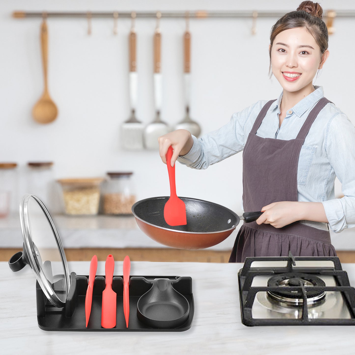 Kitchen Silicone Utensil Holder | Keep Stovetop & Counter Clean While Cooking