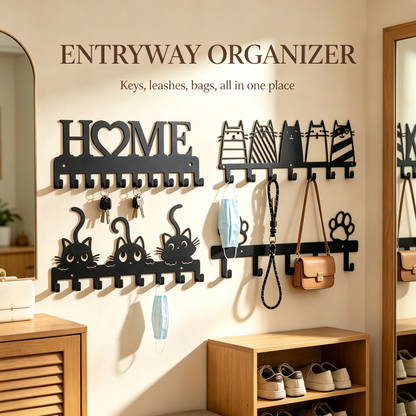 Cute Silhouette Metal Hook Rack | Stylish Entryway Self-Care Organizer