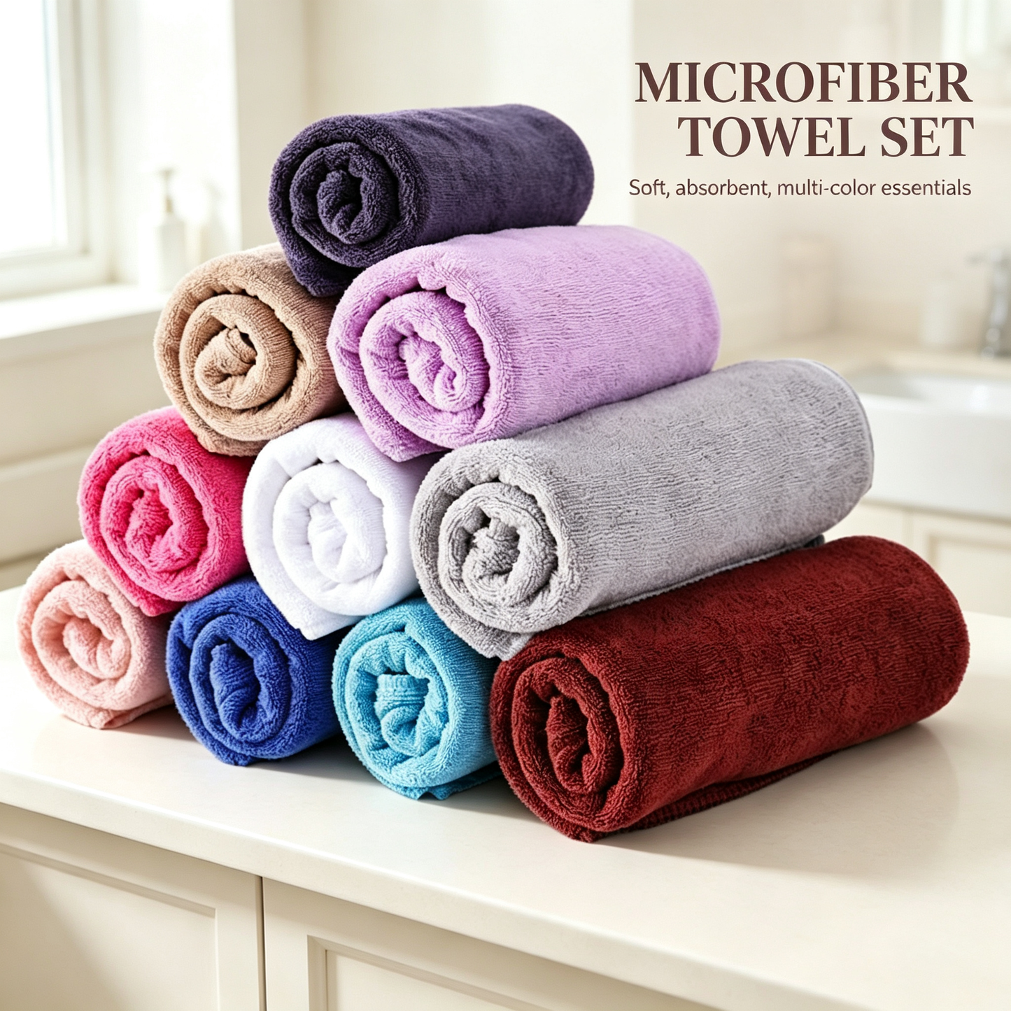 Premium Multi-Color Microfiber Towels, All-Purpose Daily Towel Set
