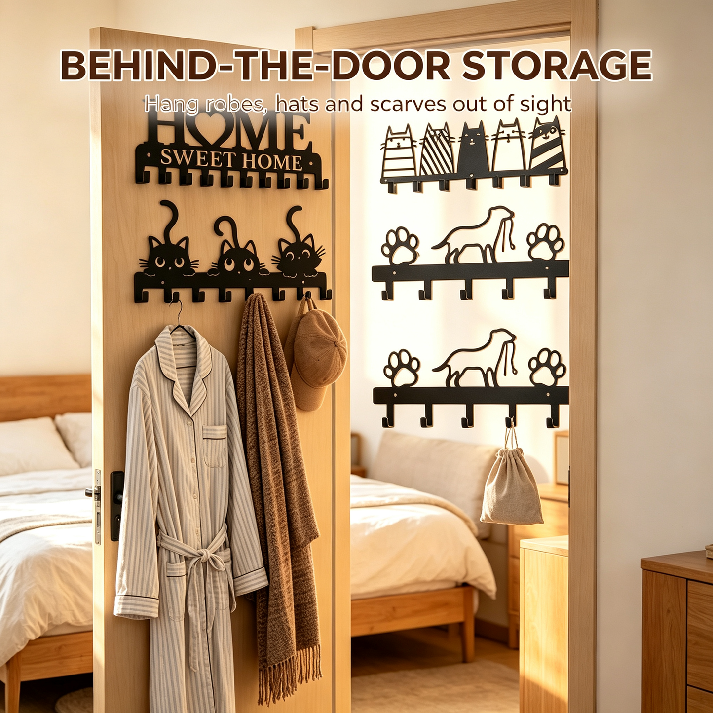 Cute Silhouette Metal Hook Rack | Stylish Entryway Self-Care Organizer