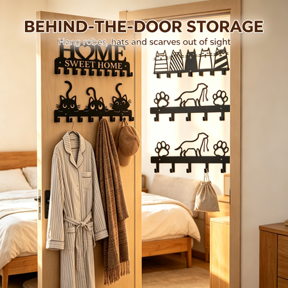 Cute Silhouette Metal Hook Rack | Stylish Entryway Self-Care Organizer