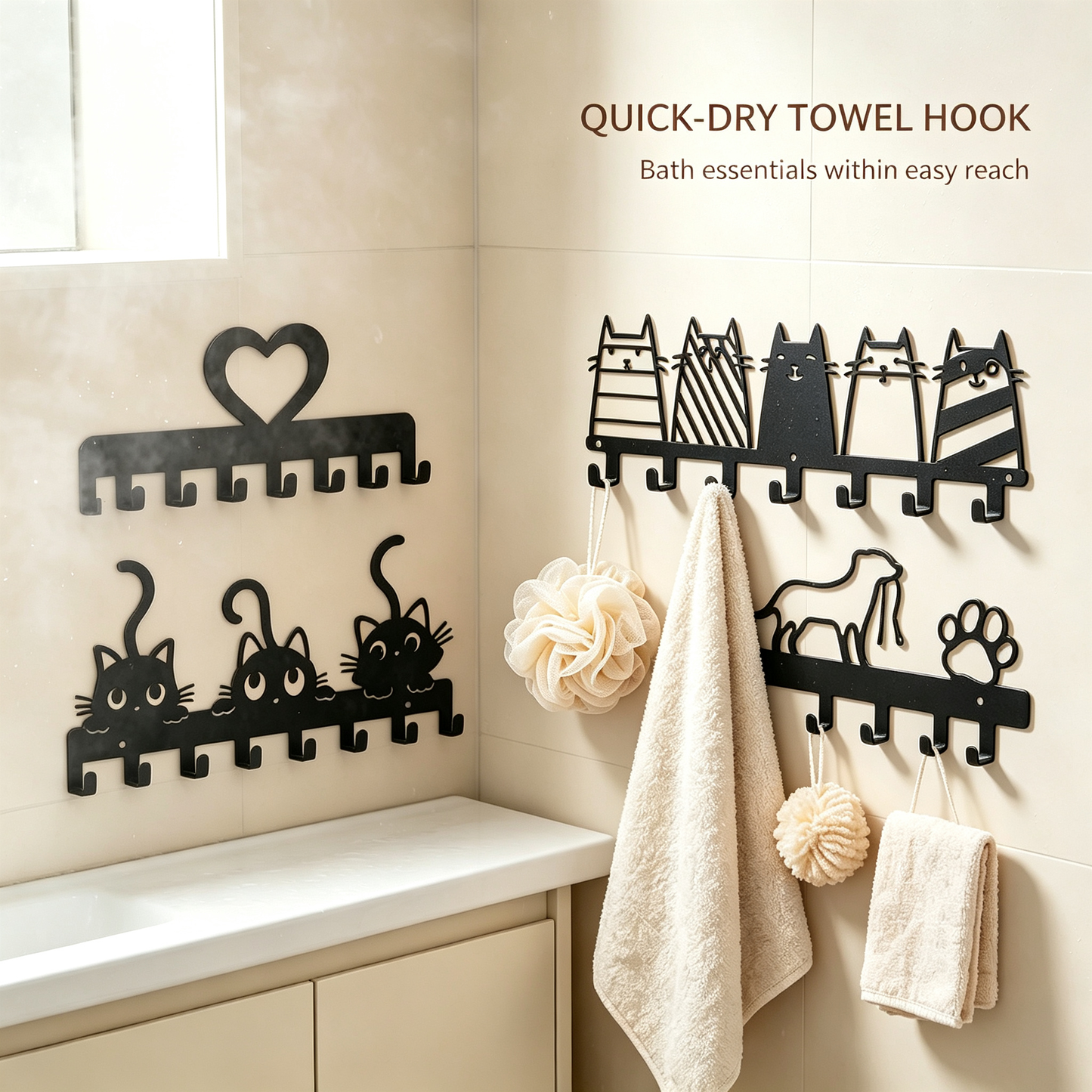 Cute Silhouette Metal Hook Rack | Stylish Entryway Self-Care Organizer