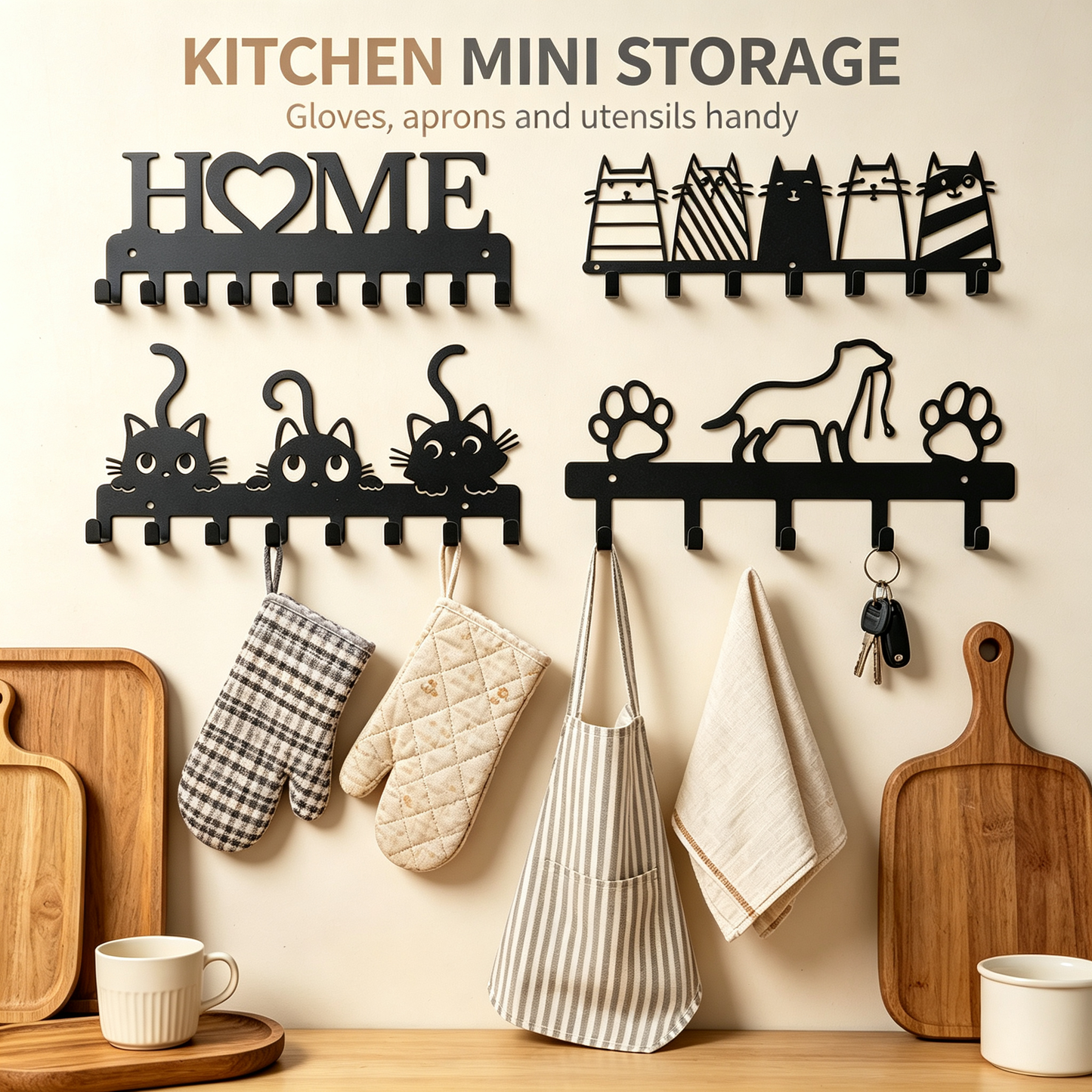Cute Silhouette Metal Hook Rack | Stylish Entryway Self-Care Organizer