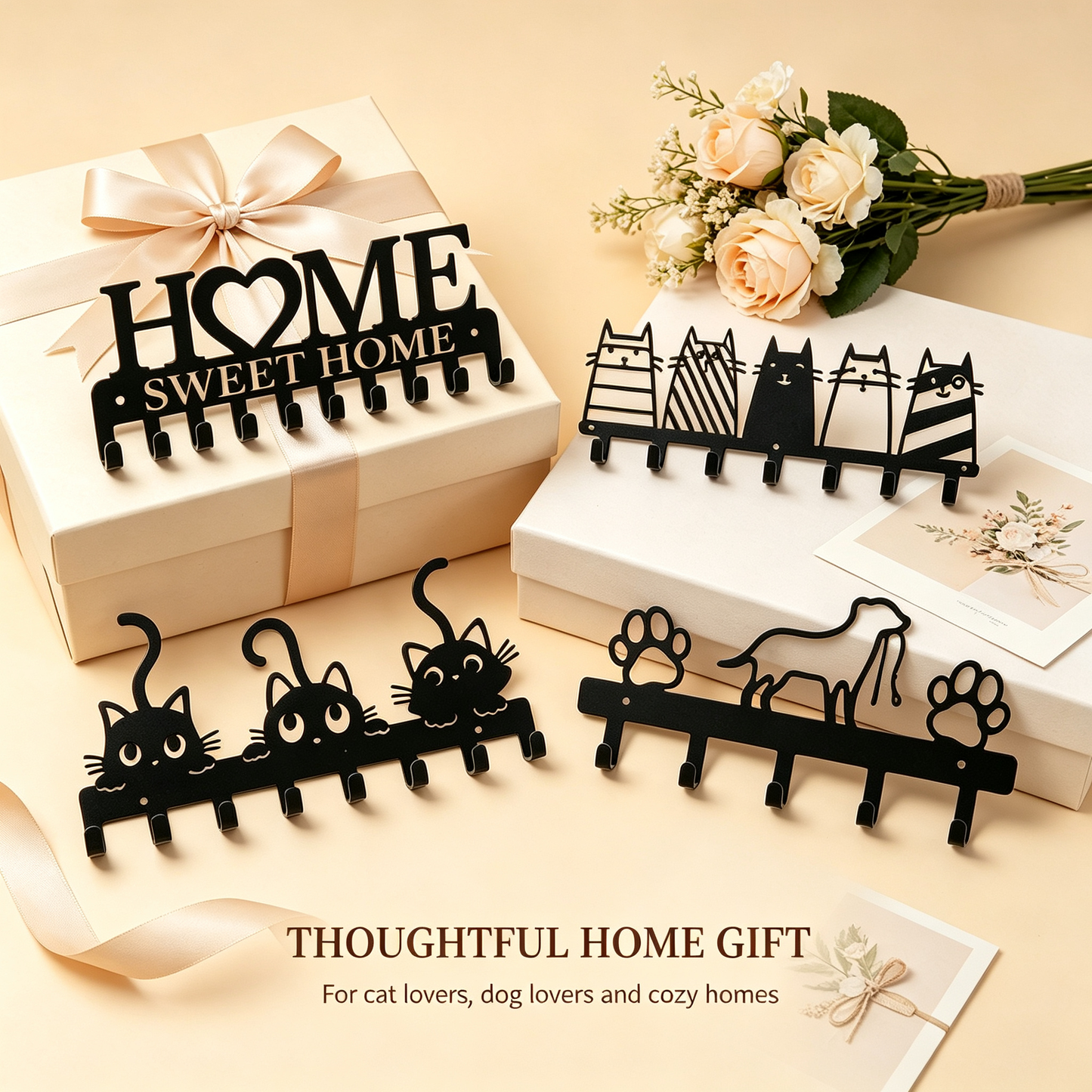 Cute Silhouette Metal Hook Rack | Stylish Entryway Self-Care Organizer